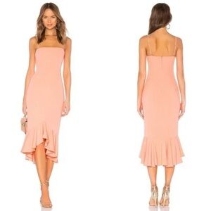 NWT Lovers + Friends Tyler Midi Mermaid Dress Grapefruit Pink